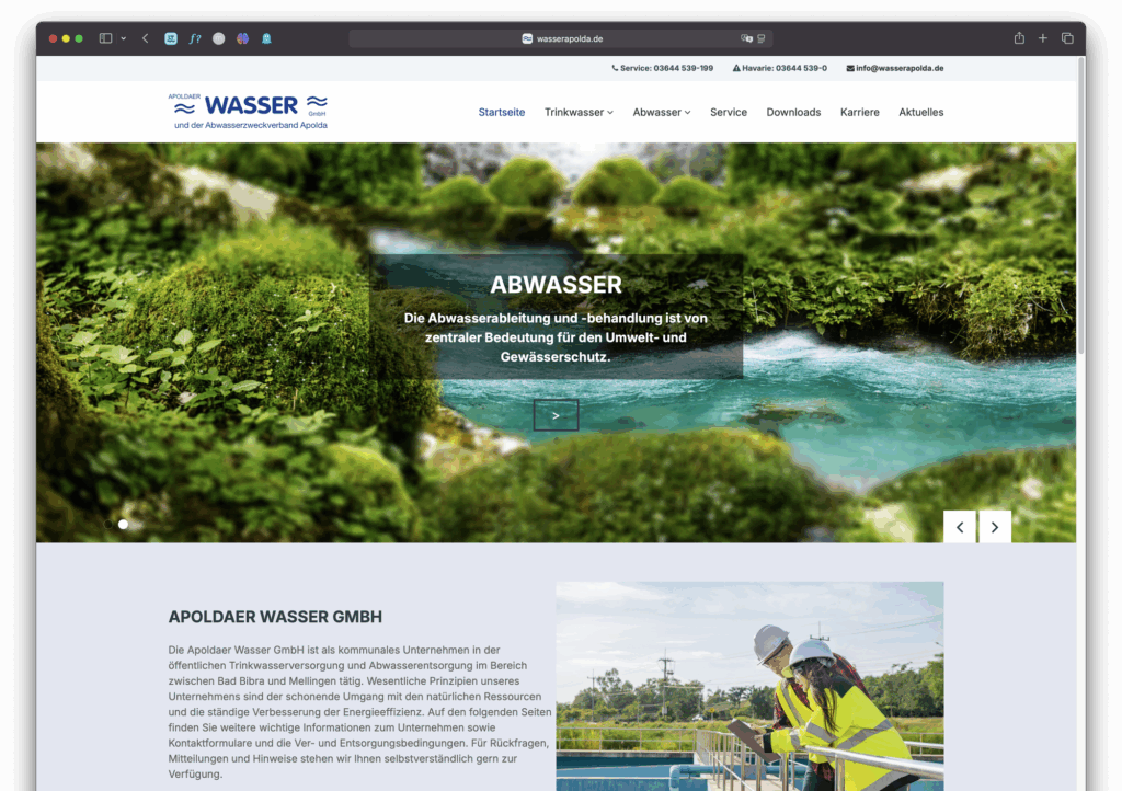 Website für Wasser Apolda
